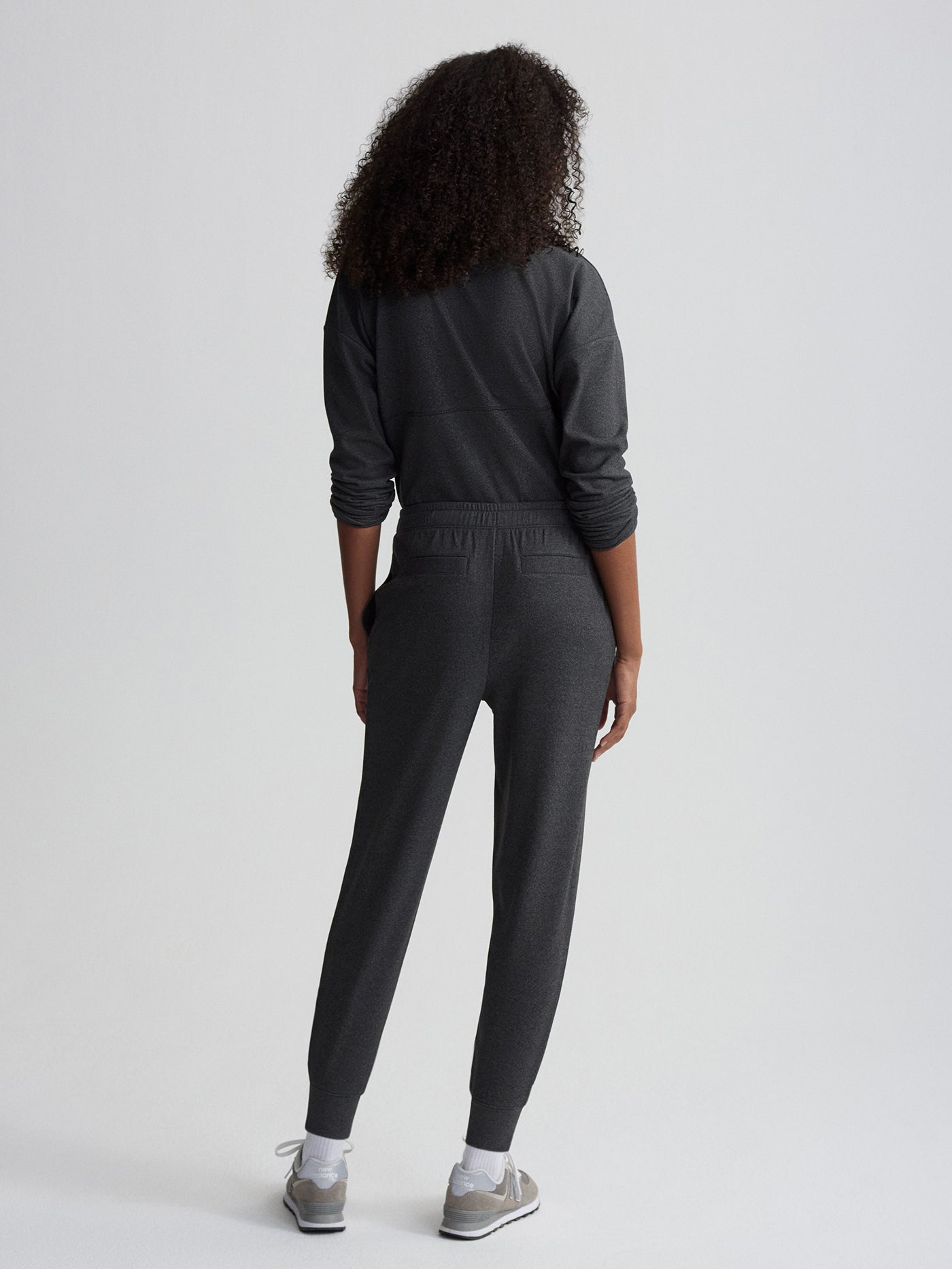 Varley Black Marl Brushed Rib Slim Cuff Pant 27.5