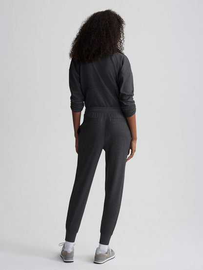 Varley Black Marl Brushed Rib Slim Cuff Pant 27.5