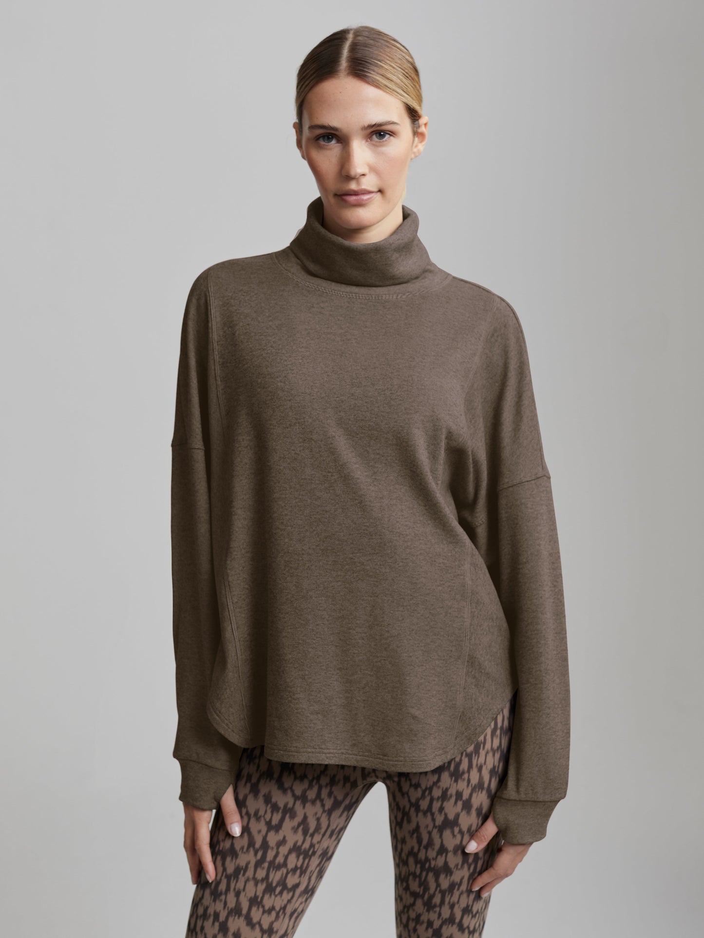 Varley Carob Marl Rainer Roll Neck Active Sweatshirt | VARLEY US