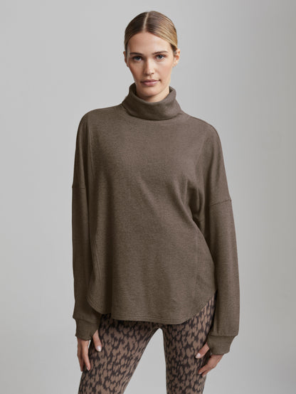 Varley Carob Marl Rainer Roll Neck Active Sweatshirt | VARLEY US