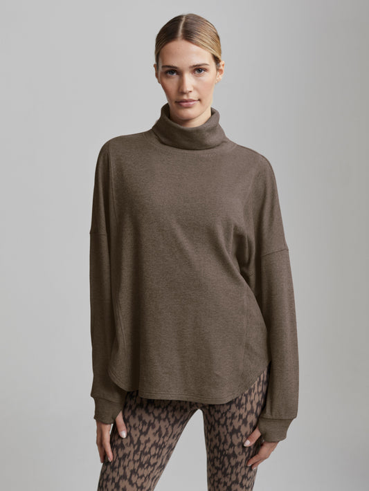 Varley Carob Marl Rainer Roll Neck Active Sweatshirt | VARLEY US