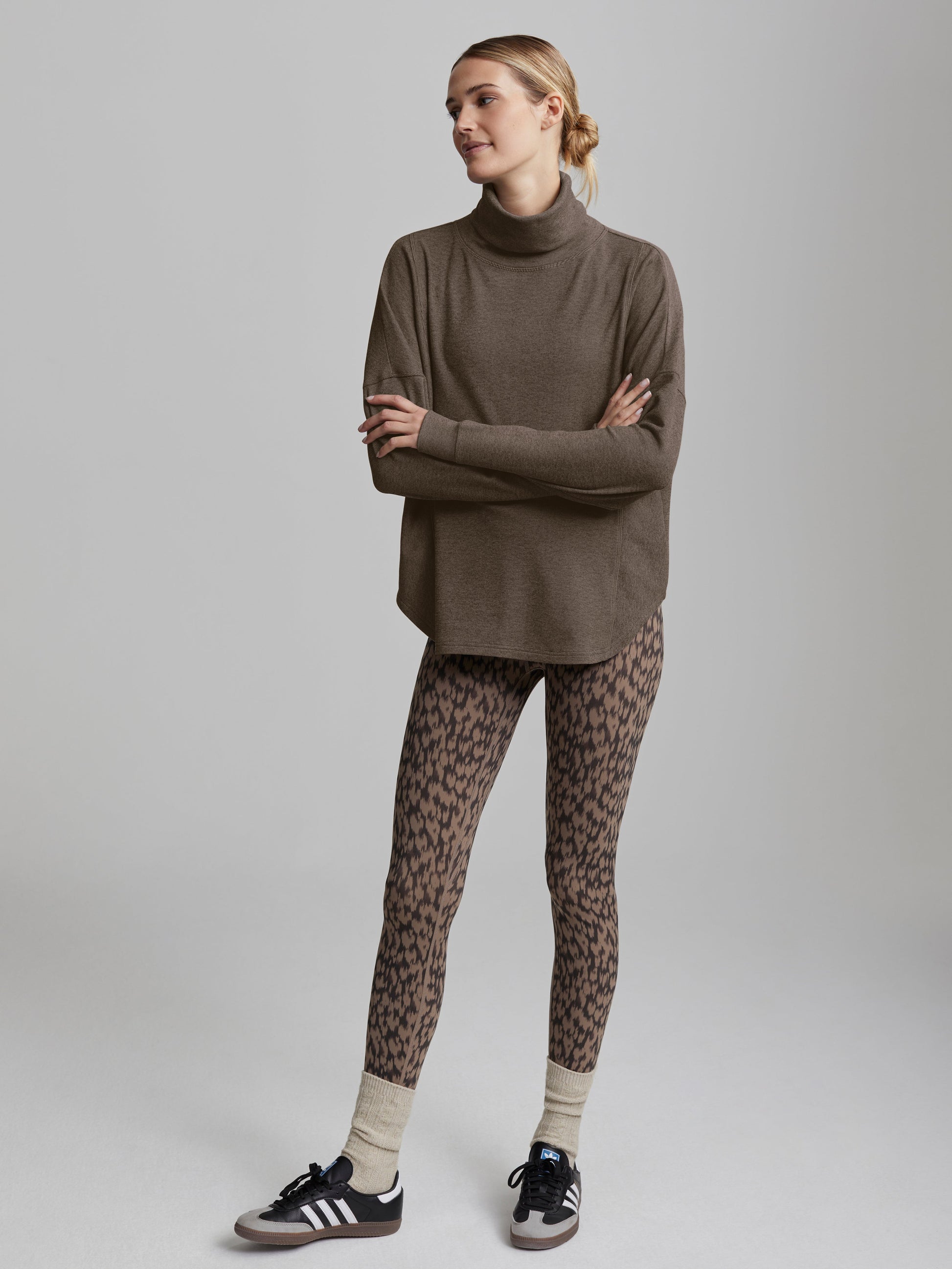 Varley Carob Marl Rainer Roll Neck Active Sweatshirt | VARLEY US