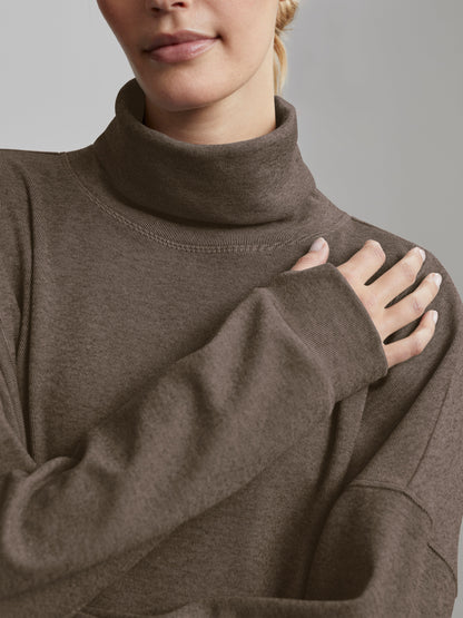 Varley Carob Marl Rainer Roll Neck Active Sweatshirt | VARLEY US