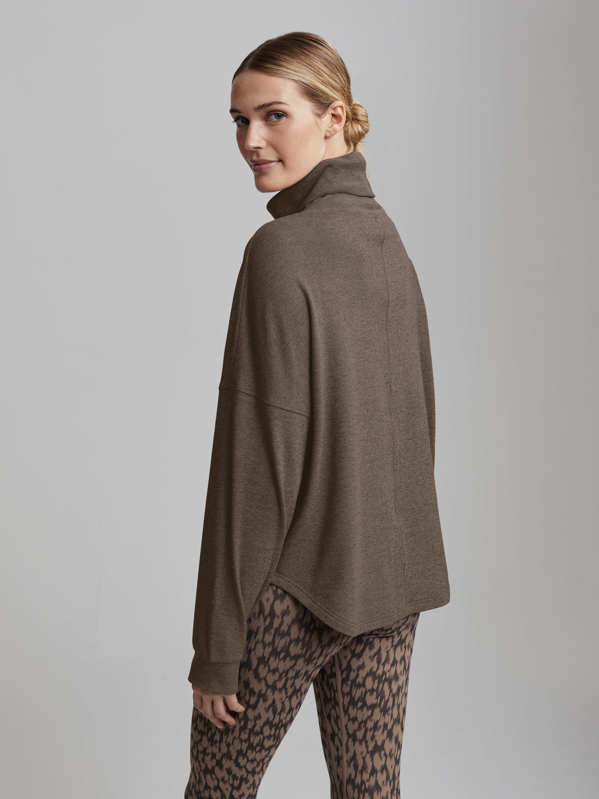 Varley Carob Marl Rainer Roll Neck Active Sweatshirt | VARLEY US