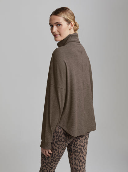 Varley Carob Marl Rainer Roll Neck Active Sweatshirt | VARLEY US