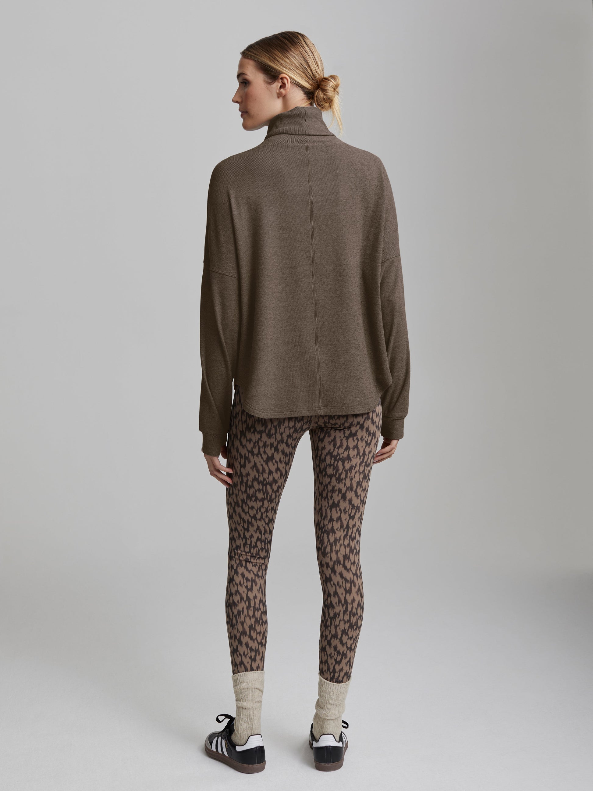 Varley Carob Marl Rainer Roll Neck Active Sweatshirt | VARLEY US