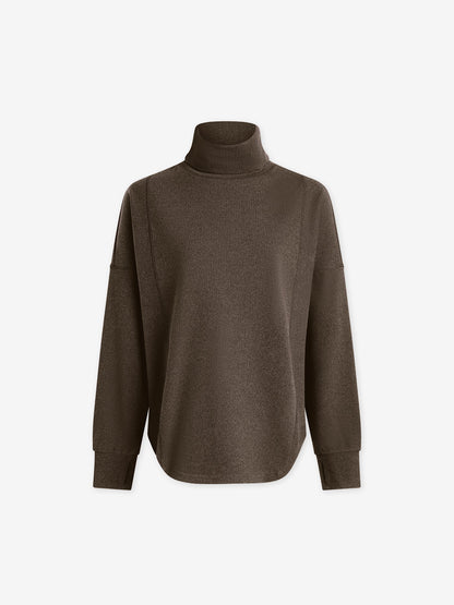 Varley Carob Marl Rainer Roll Neck Active Sweatshirt | VARLEY US