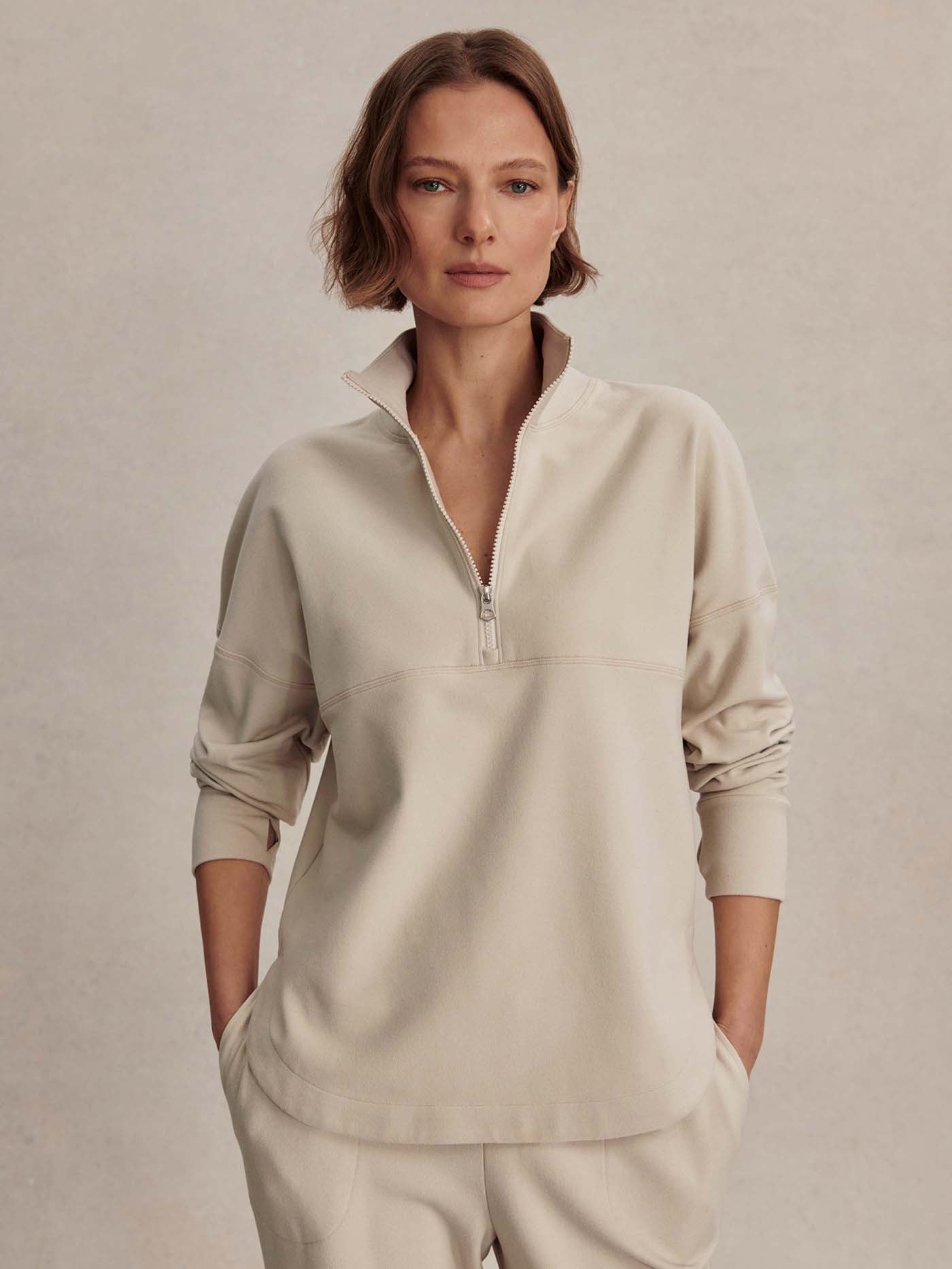 Varley Cement Marl Erina Half-Zip Active Sweatshirt