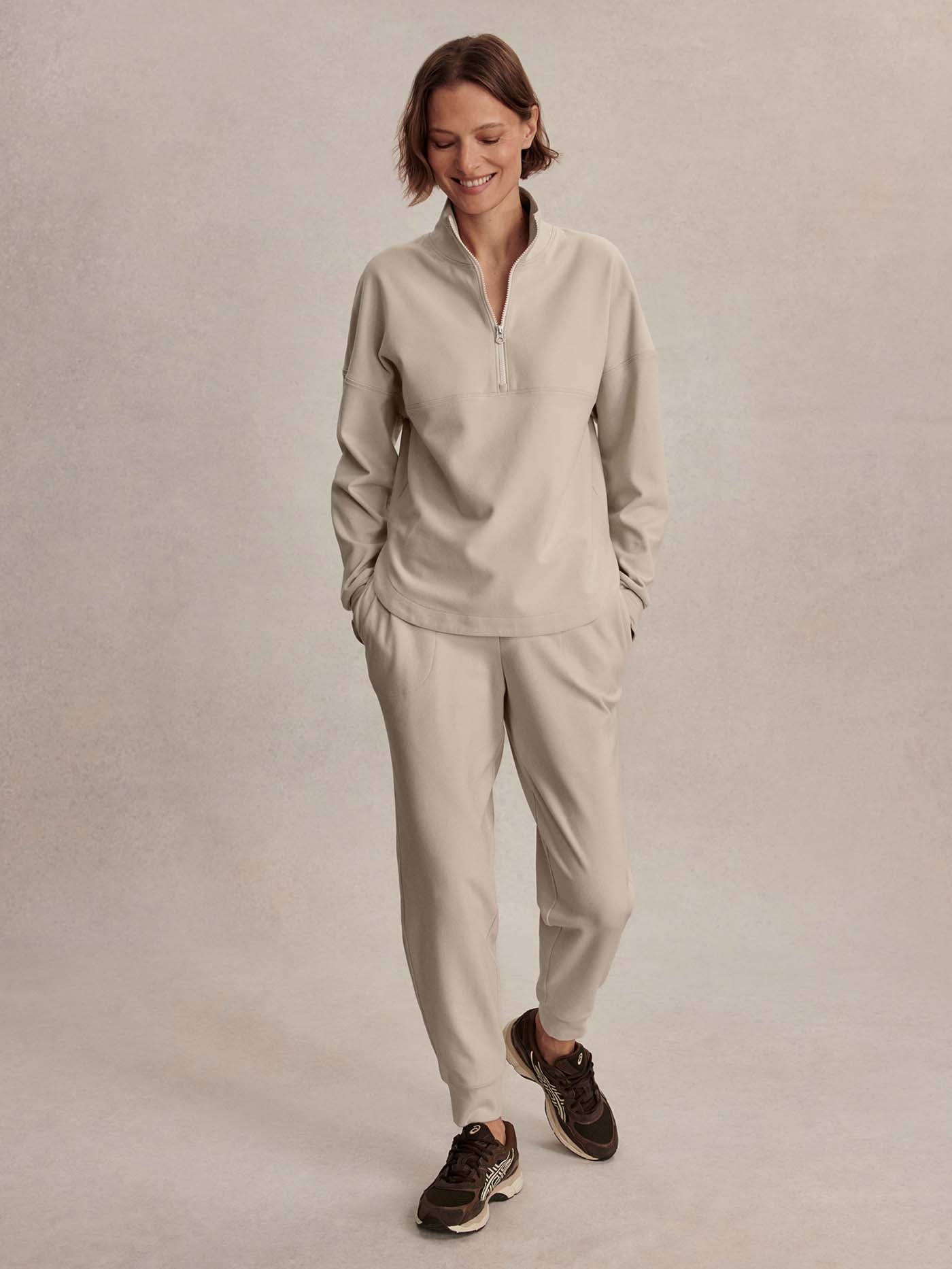 Varley Cement Marl Erina Half-Zip Active Sweatshirt