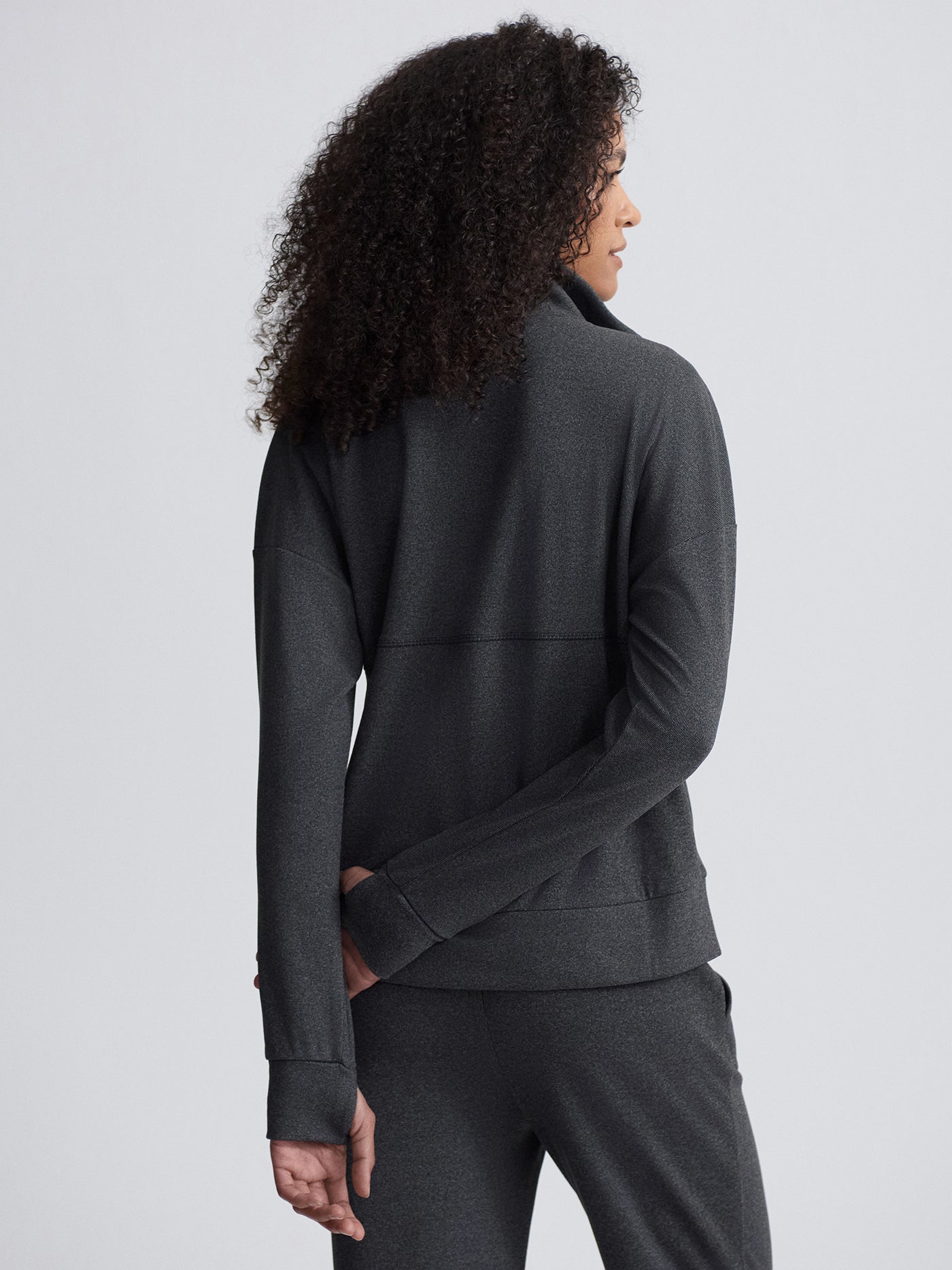 Varley Black Marl Rozanna Zip-Through Active Sweatshirt