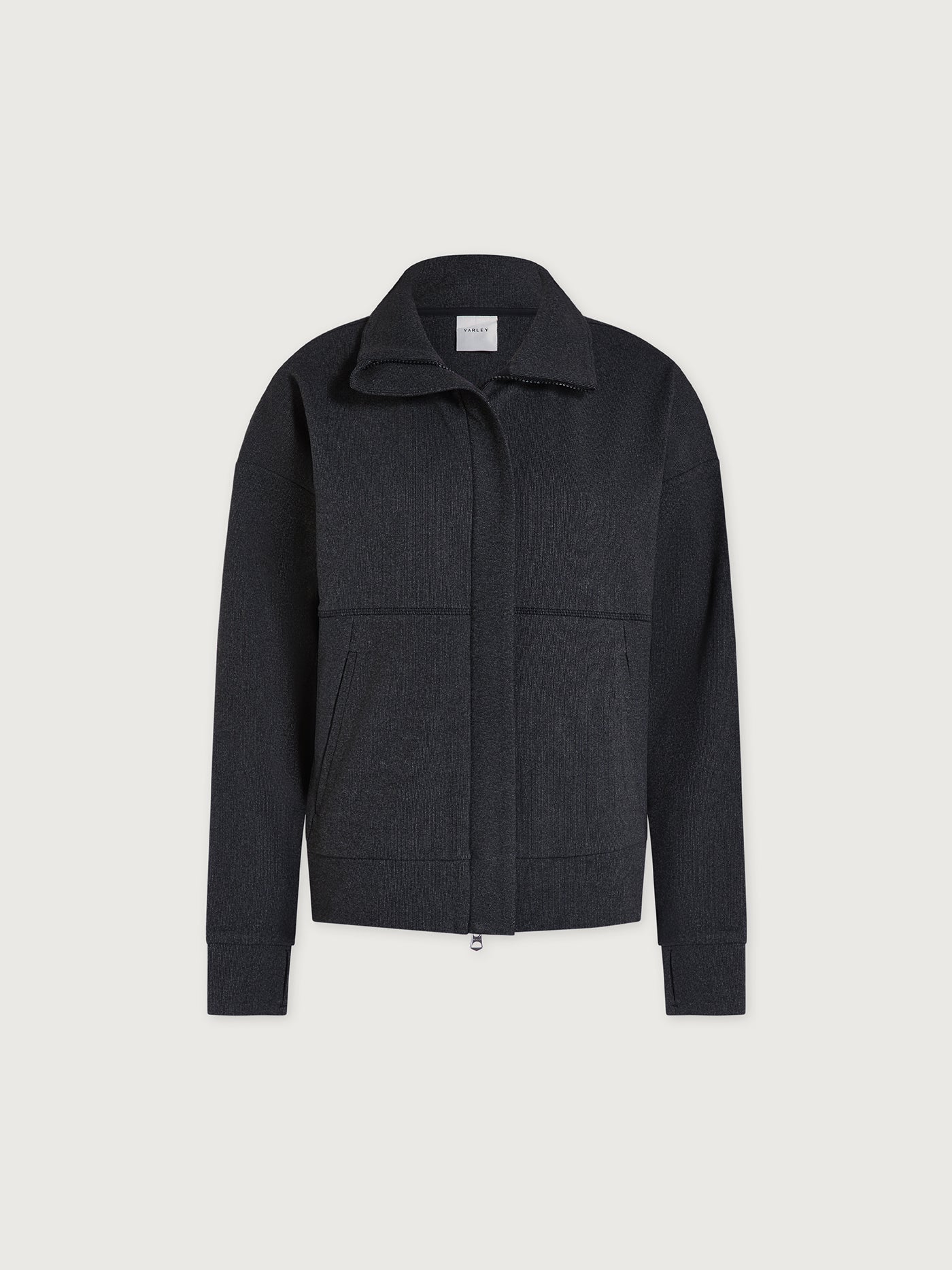 Varley Black Marl Rozanna Zip-Through Active Sweatshirt