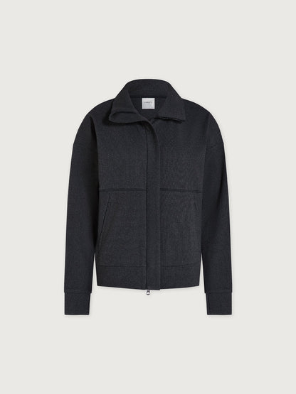 Varley Black Marl Rozanna Zip-Through Active Sweatshirt
