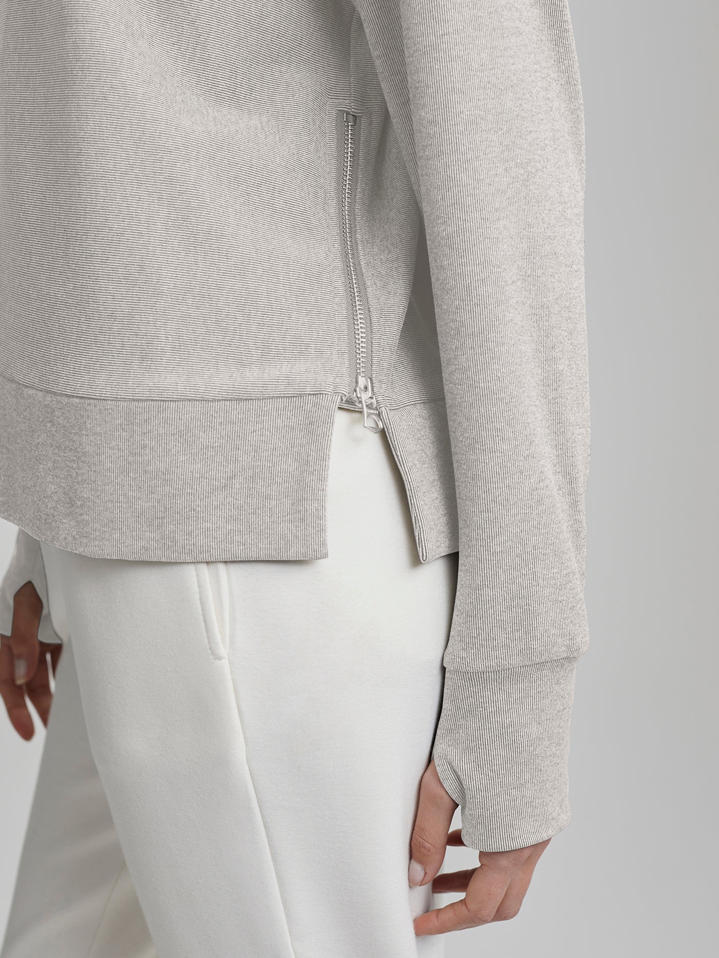 Varley Cement Marl Horton Side Zip Active Sweatshirt