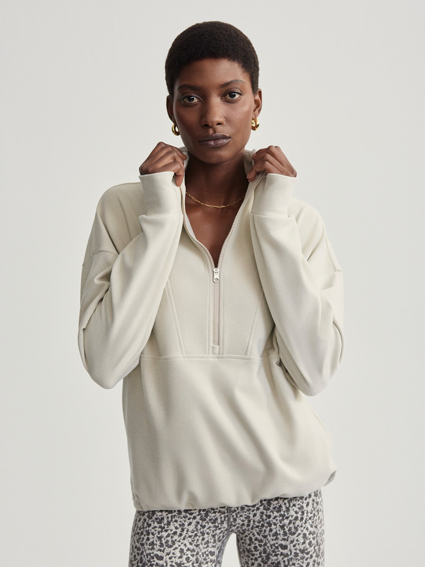 Varley Cement Marl Timberley Half-Zip Active Sweatshirt