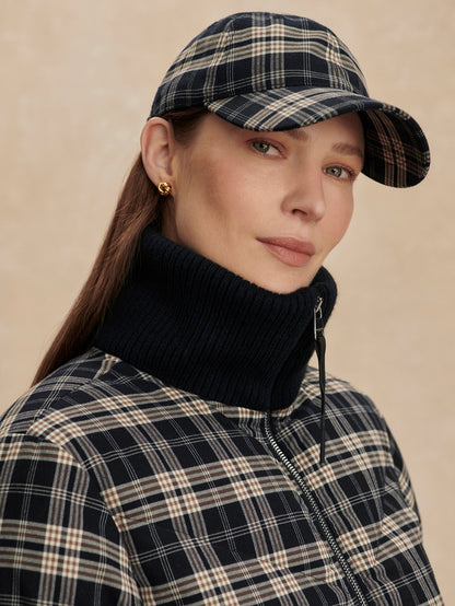 Varley Navy/ Sandshell Check Aliha Soft Flannel Cap