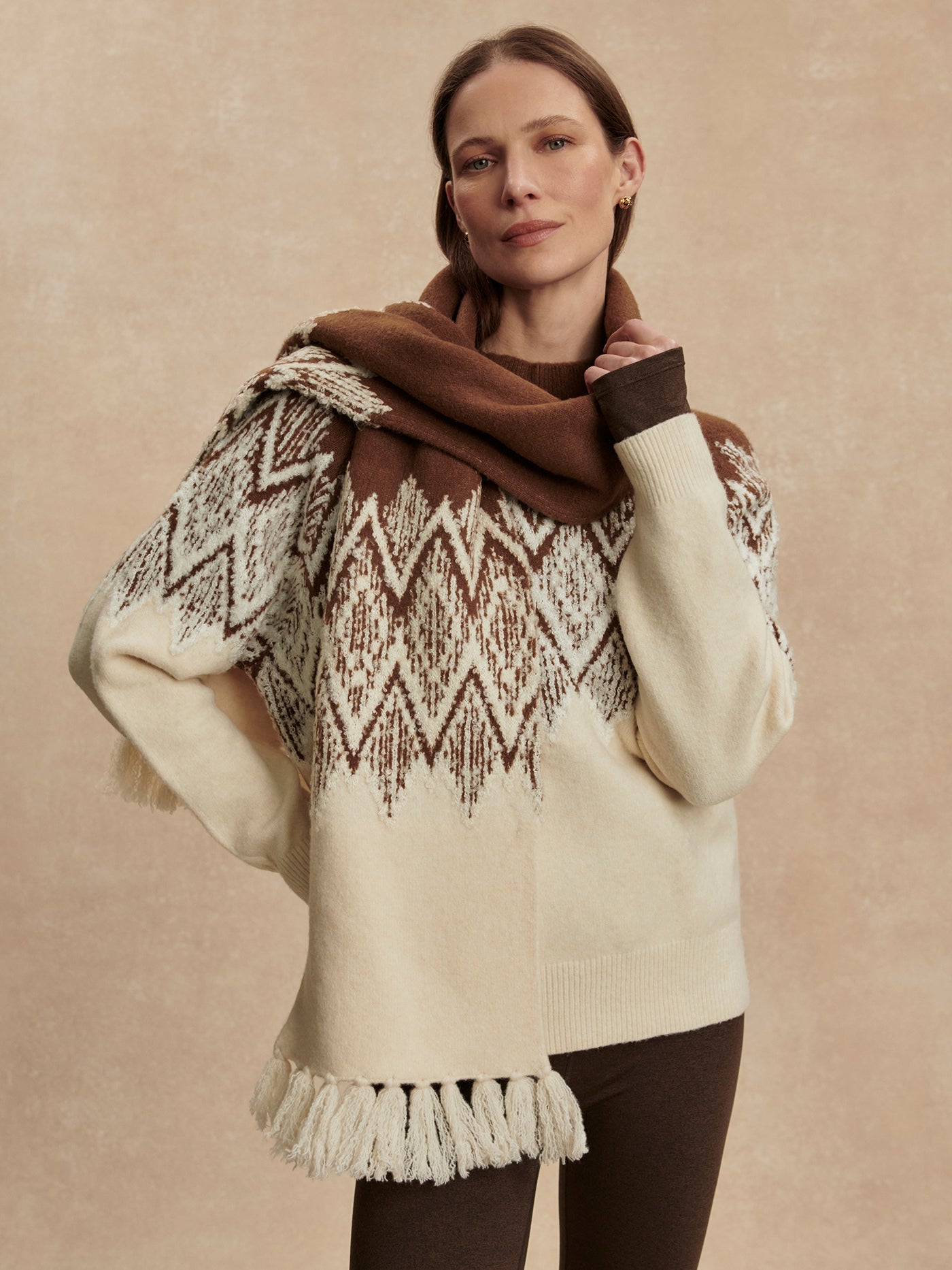 Varley Cocoa Dust Sebastian Jacquard Scarf 2.0