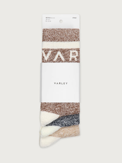 Varley Acorn/ Charcoal/ Sand Spencer Sock 3 Pack Marl