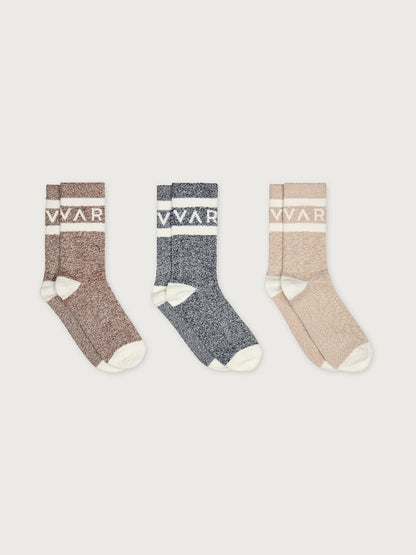Varley Acorn/ Charcoal/ Sand Spencer Sock 3 Pack Marl