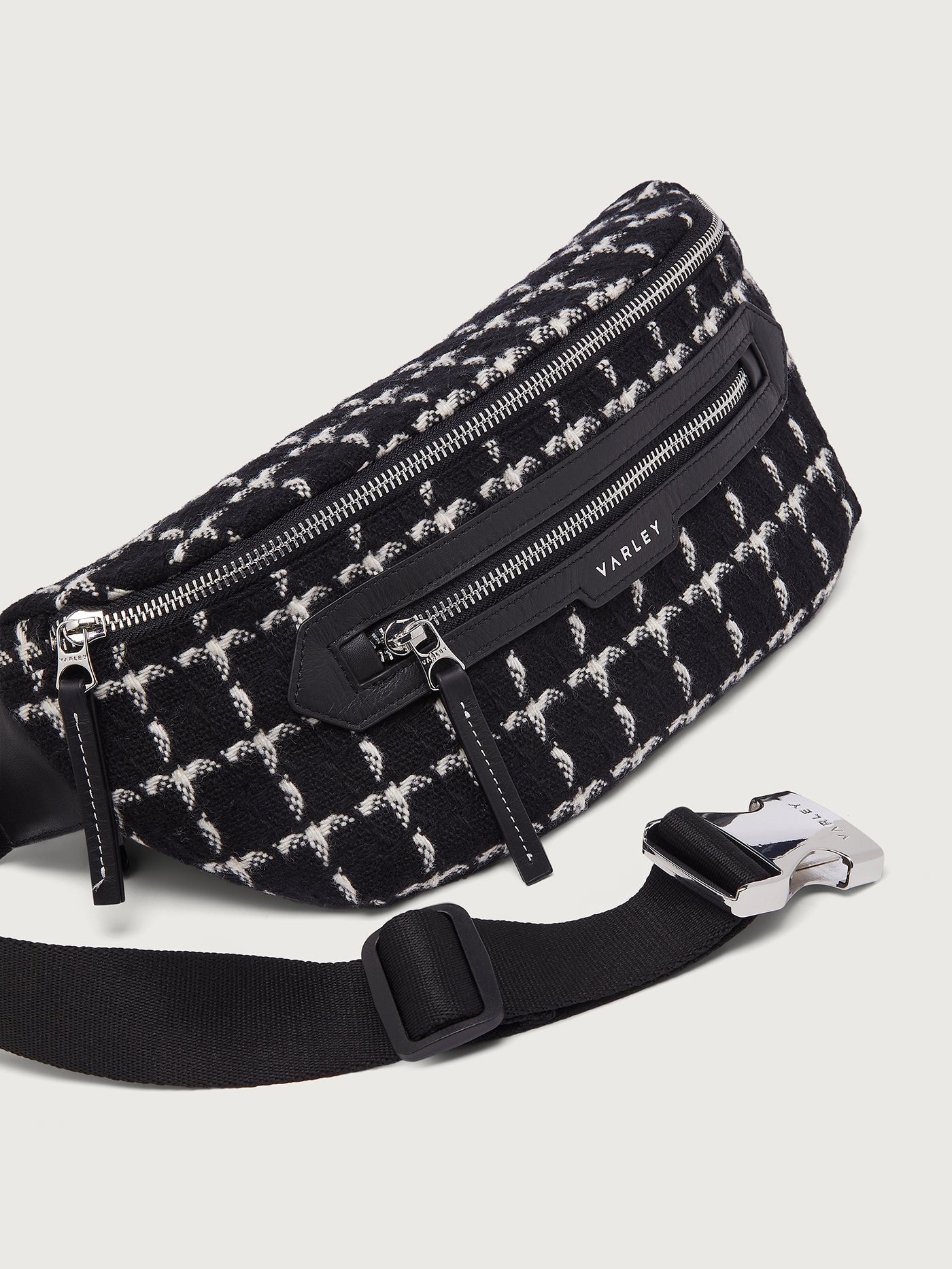 Varley Black Mono Check Roby Belt Bag