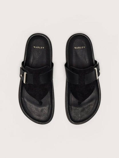 Varley Black Suna Toe Post Sandals