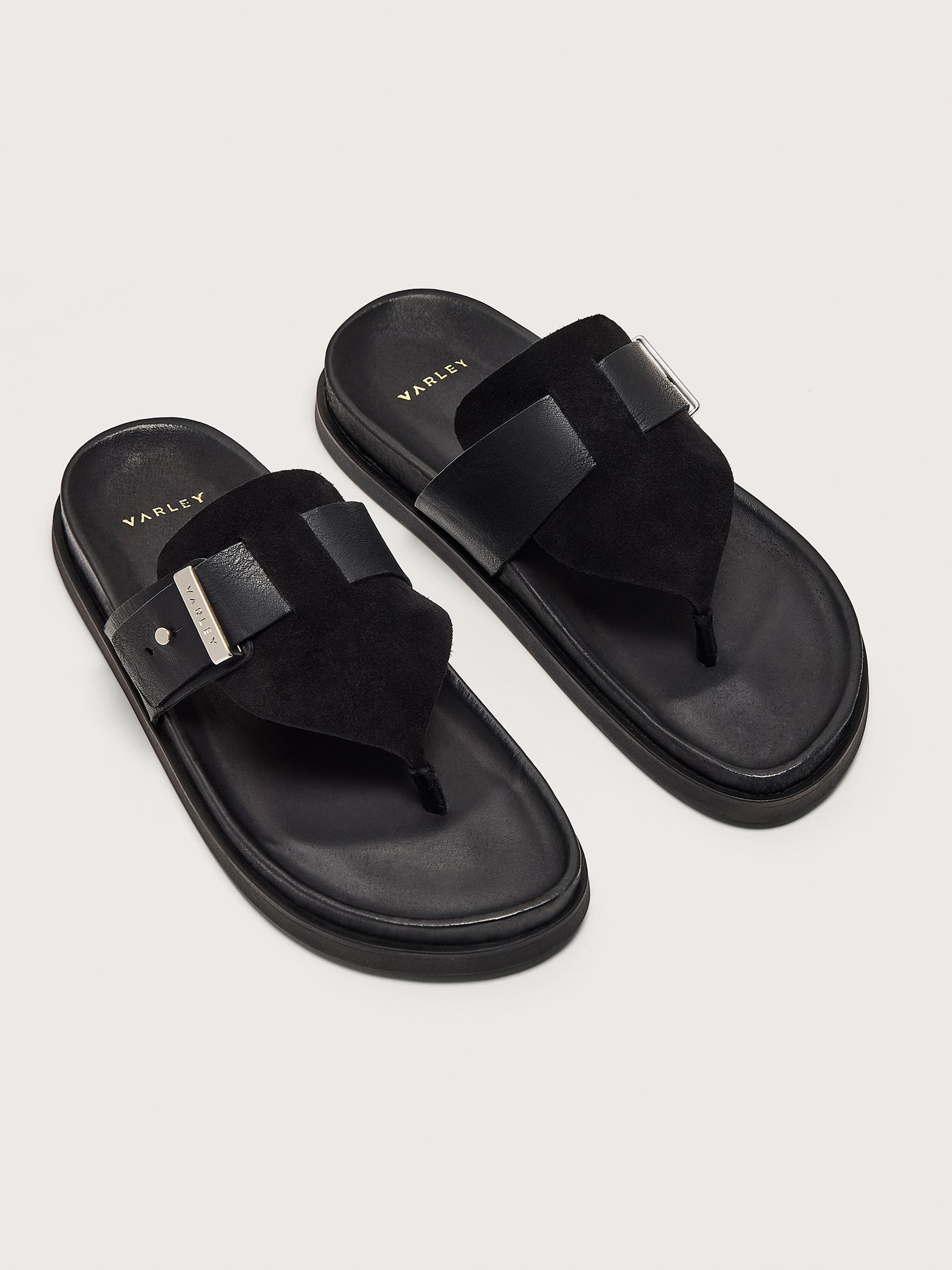 Varley Black Suna Toe Post Sandals