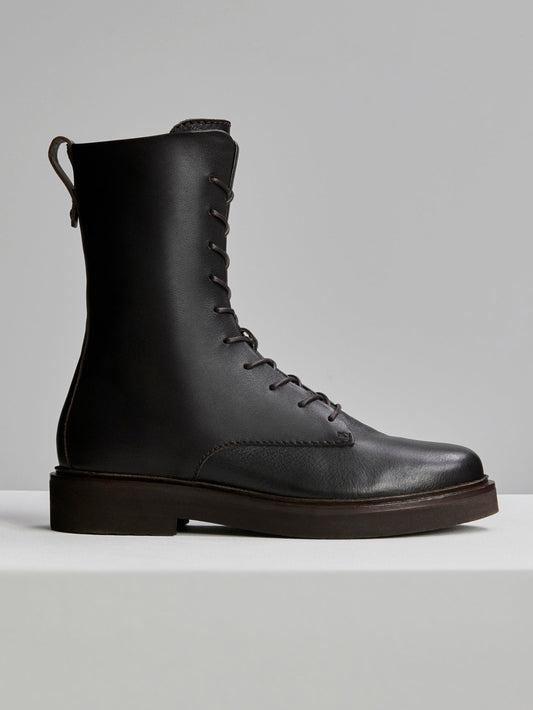 Varley Ebony Brown Boyten Lace Up Boot Nappa