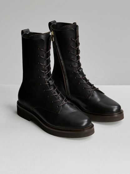 Varley Ebony Brown Boyten Lace Up Boot Nappa