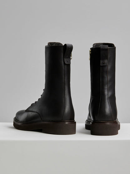 Varley Ebony Brown Boyten Lace Up Boot Nappa