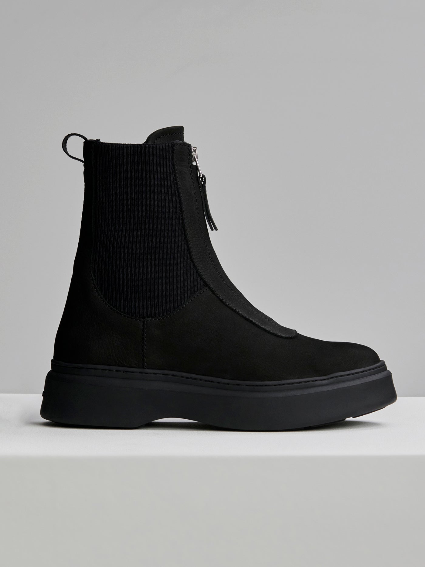 Varley Black Corian Zip Front Ankle Boot