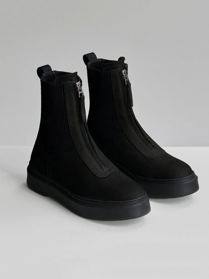 Varley Black Corian Zip Front Ankle Boot