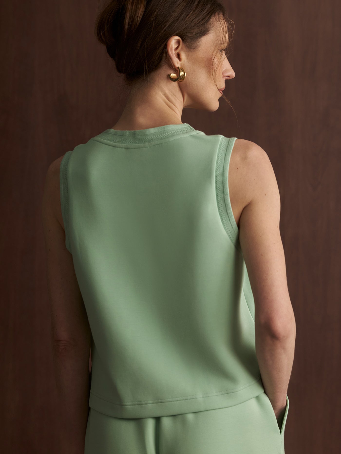 Varley Sage Mint Cambrie Scoop Neck Tank Top