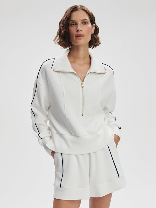 Varley White Davenport Half-Zip Sweat | VARLEY US