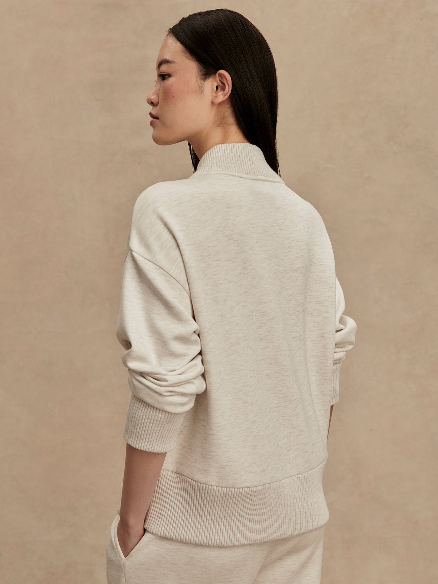 Varley Ivory Marl Sally Half Zip Sweat