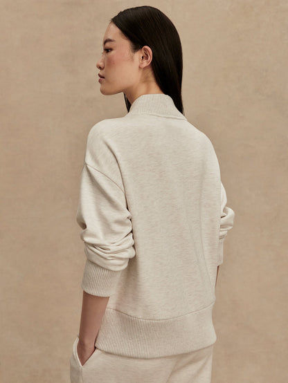 Varley Ivory Marl Sally Half Zip Sweat