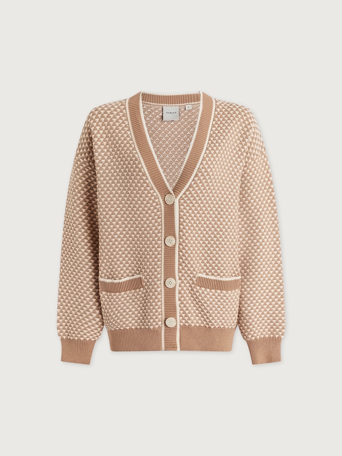 Varley Light Taupe Tarran Stitch Knit Cardigan
