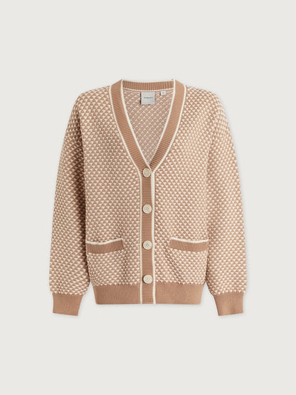 Varley Light Taupe Tarran Stitch Knit Cardigan