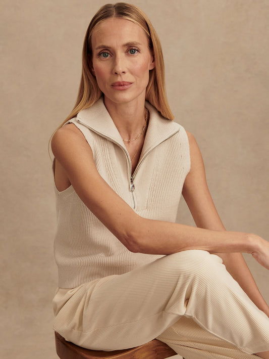 Varley Silver Birch Amina Half Zip Knit