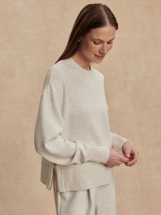 Varley Ivory Marl Philippe Crop Sweat