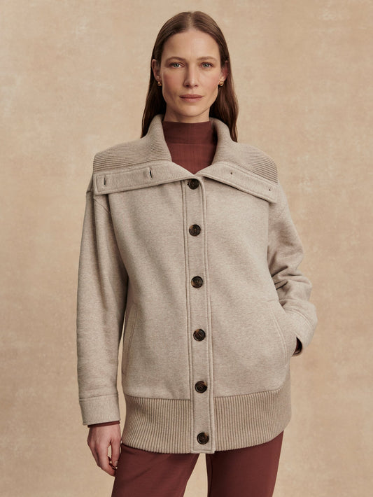 Varley Taupe Marl Tammy Button Through Jacket