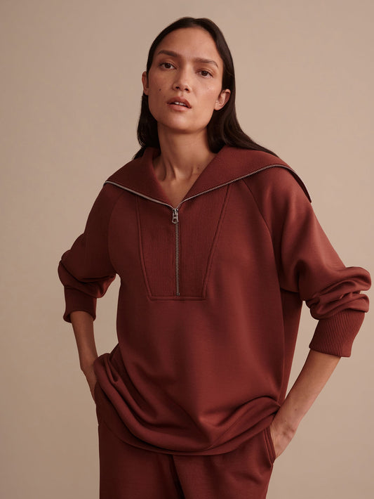 Varley Cinnamon Xina Half Zip Longline Sweat