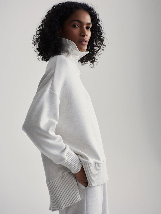 Varley Ivory Marl Barker High Neck Sweat