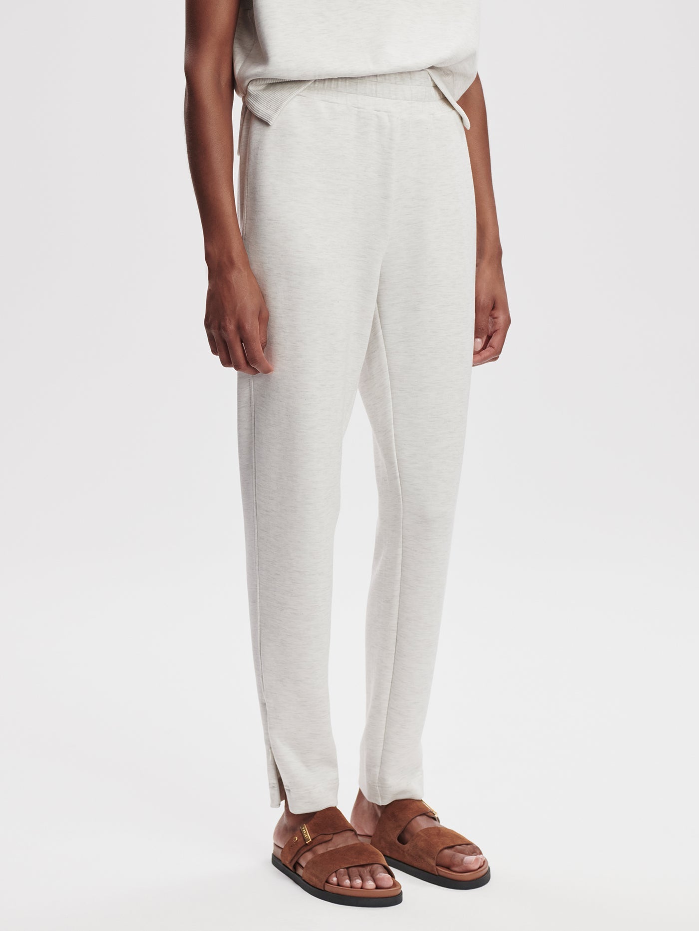 Varley Ivory Marl The Slim Zip Hem Pant 29.5" | VARLEY US