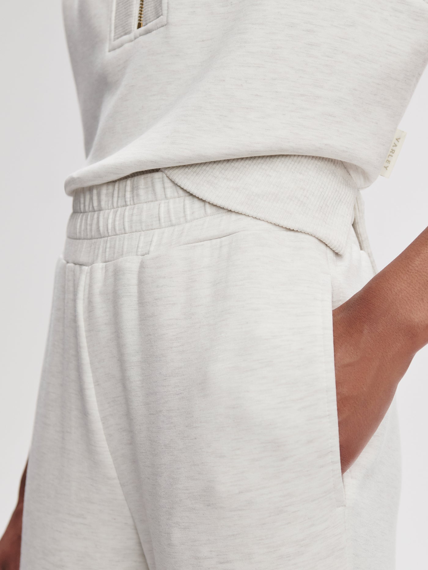 Varley Ivory Marl The Slim Zip Hem Pant 29.5" | VARLEY US