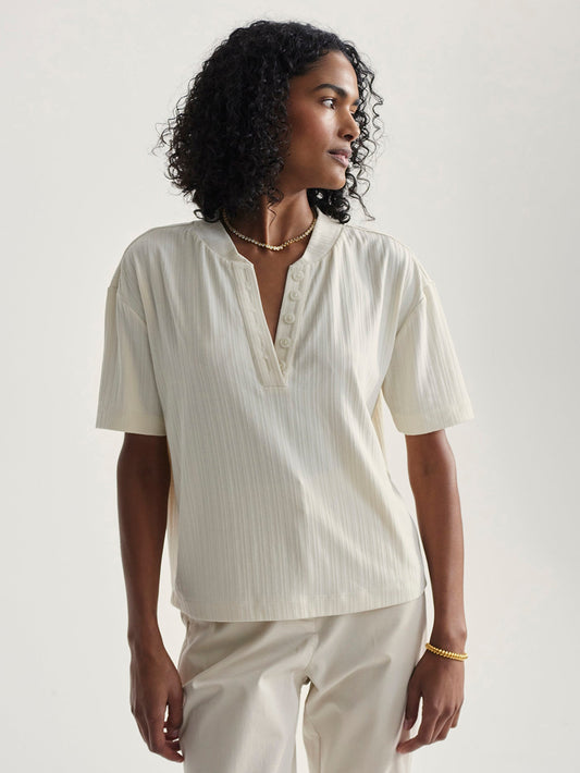 Varley Birch Kasey Mock Placket Rib Tee 2.0