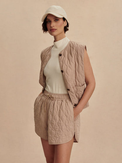 Varley Light Taupe Catrine Quilted Short