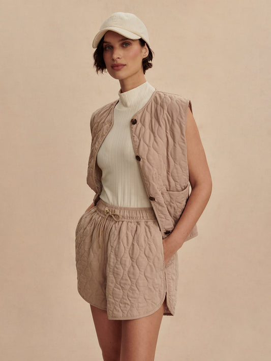 Varley Light Taupe Catrine Quilted Short