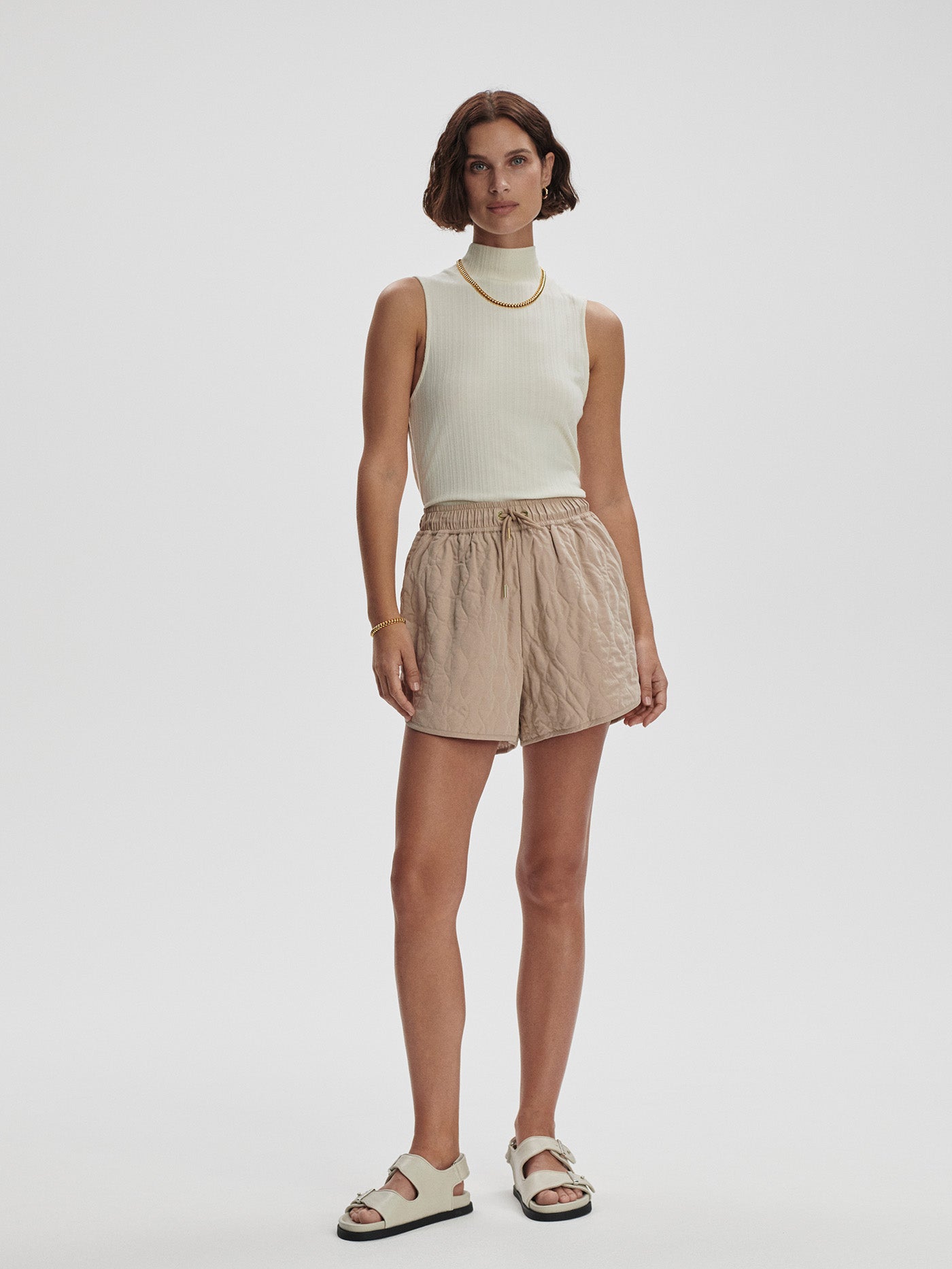 Varley Light Taupe Catrine Quilted Short