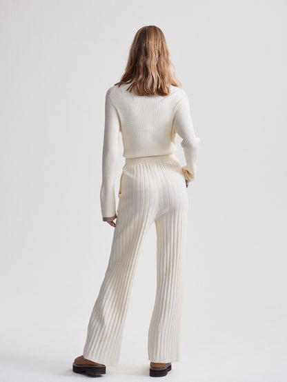 Varley Egret Simeon Wide Rib Knit Trouser