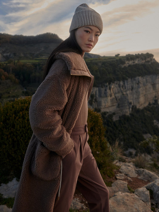 Varley Ash Taupe Logan Sherpa Coat