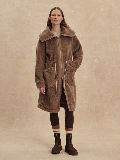 Varley Ash Taupe Logan Sherpa Coat
